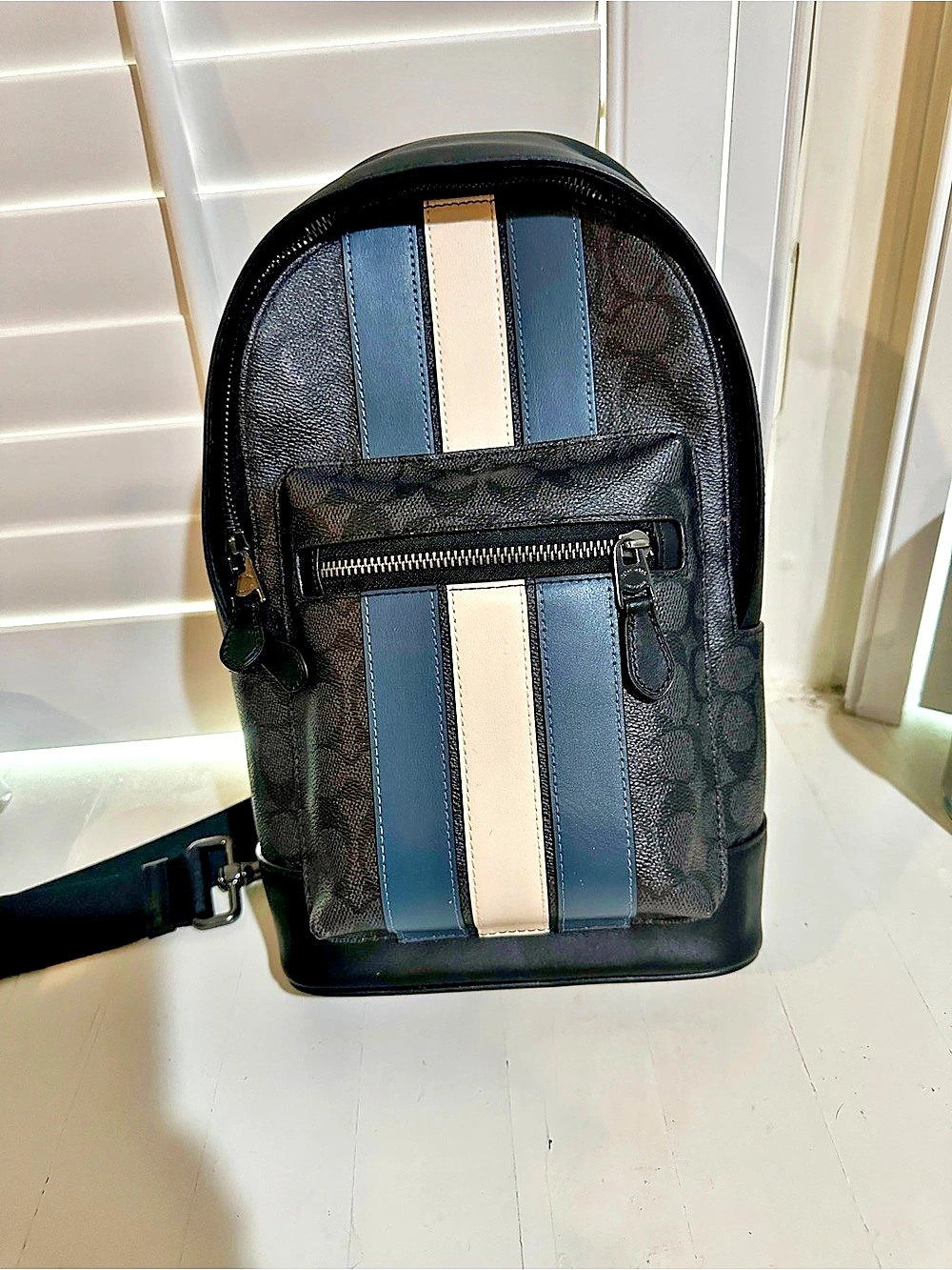 Coach Colorblock Backpack in Black & Blue
